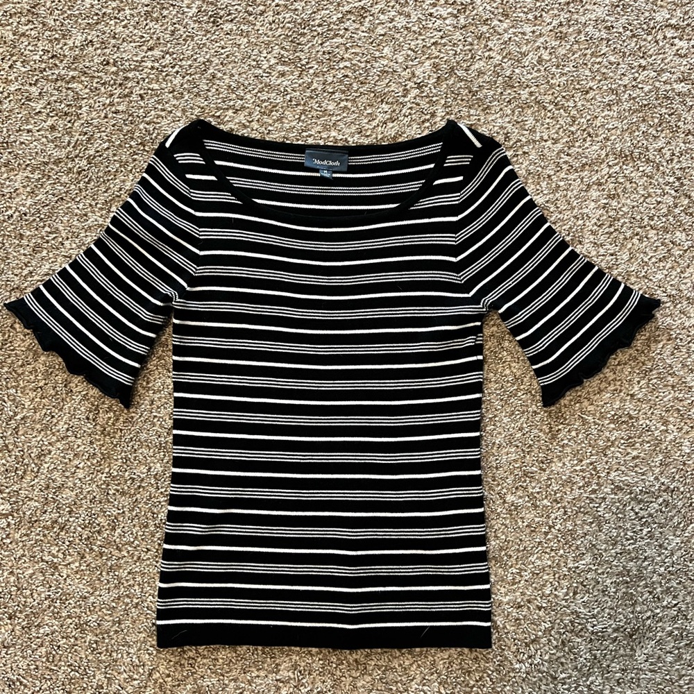 ModCloth Black and White Striped Top